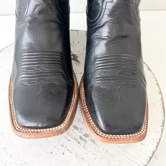 Rod Patrick Mens Cowboy Boots 8.5EE Black Leather Cowboy Square Toe Western EUC - Picture 7 of 14